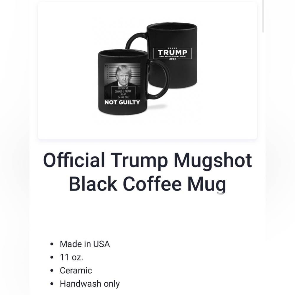 Donald TRUMP Official Campaign Never Surrender 2024 Mugshot Black Coffee Mug
